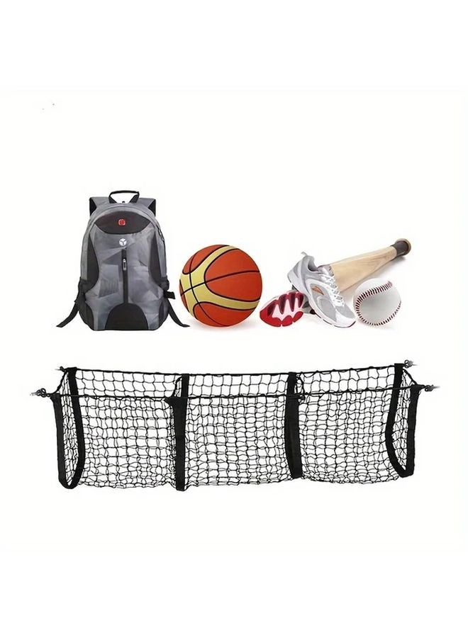Heavy Duty Car Trunk Organizer Net With 3 Mesh Pockets 35 43x11 81x11 81 Inch For SUV Truck - Image 4